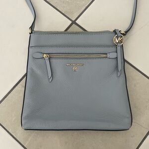 Michael Kors Sky Blue Crossbody Bag with Gold Details